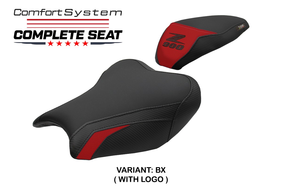 TPZ Liaka Comfort bordeaux Complete saddle Logo Kawasaki Z900 2017-2024