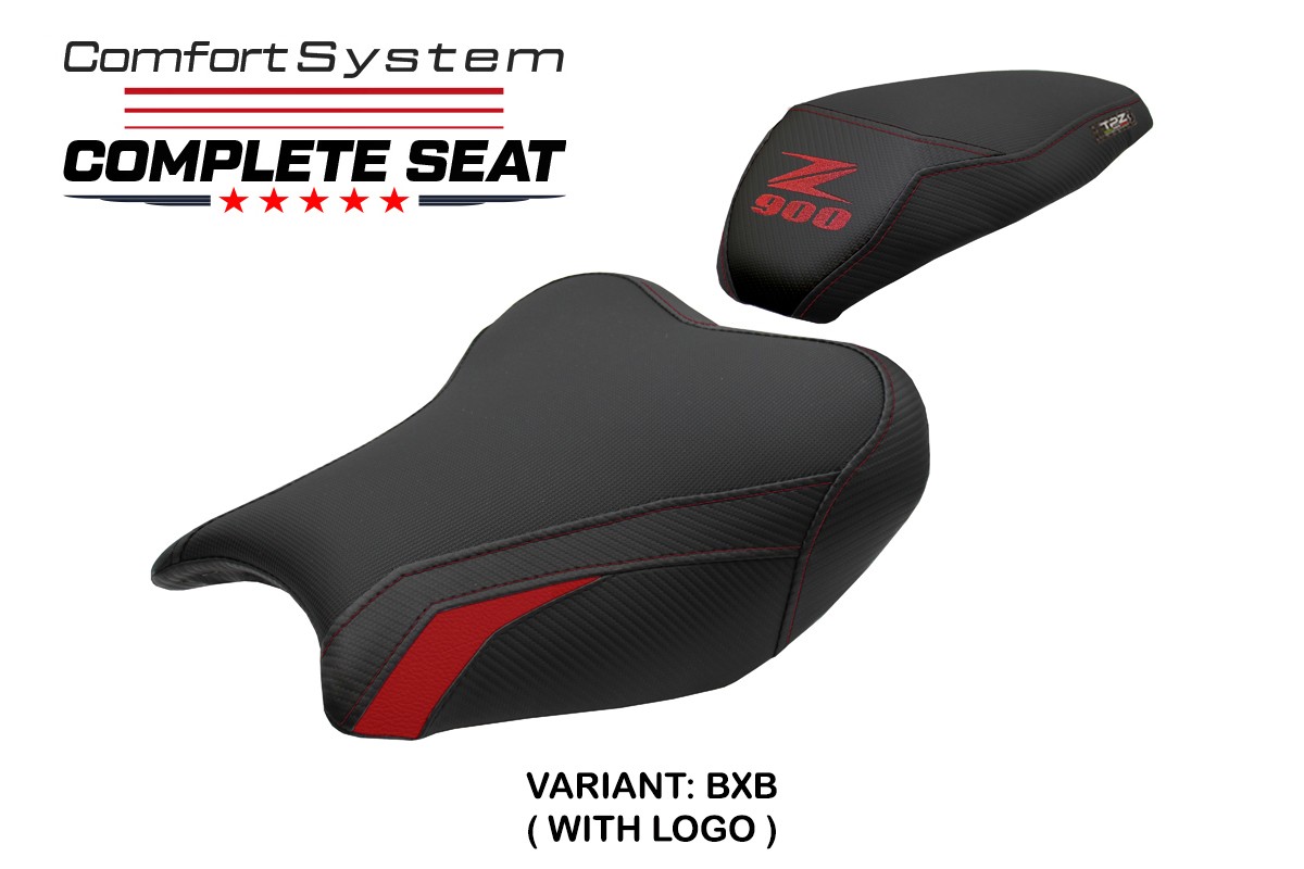 TPZ Liaka Comfort bordeaux-black Complete saddle Logo Kawasaki Z900 2017-2024