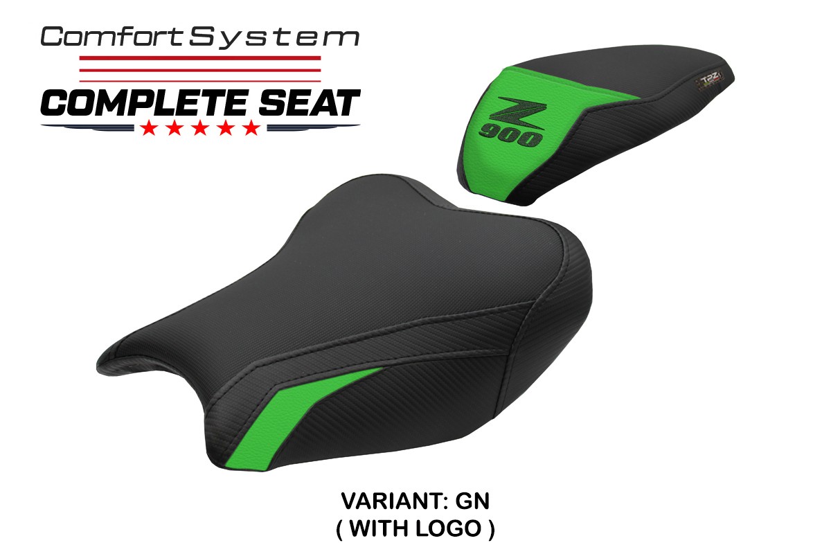 TPZ Liaka Comfort green Complete saddle Logo Kawasaki Z900 2017-2024