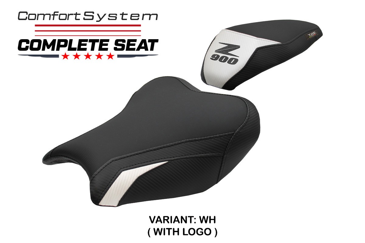 TPZ Liaka Comfort white Complete saddle Logo Kawasaki Z900 2017-2024
