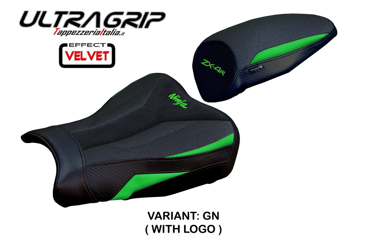 TPZ Anet Velvet Ultragrip green Saddle covering Logo Kawasaki ZX4R Ninja 2023-2025