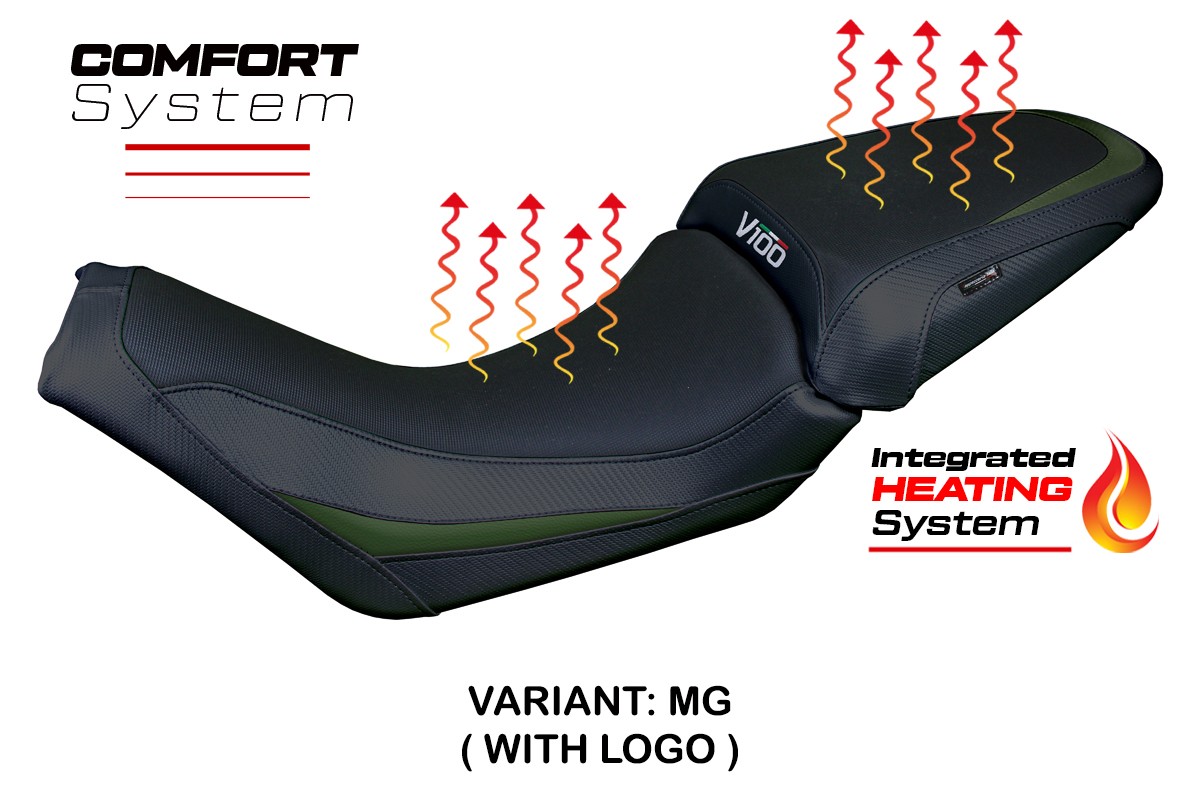 Rivestimento sella riscaldata TPZ Comfort Logo verde militare Moto Guzzi V100 Mandello 2022-2025