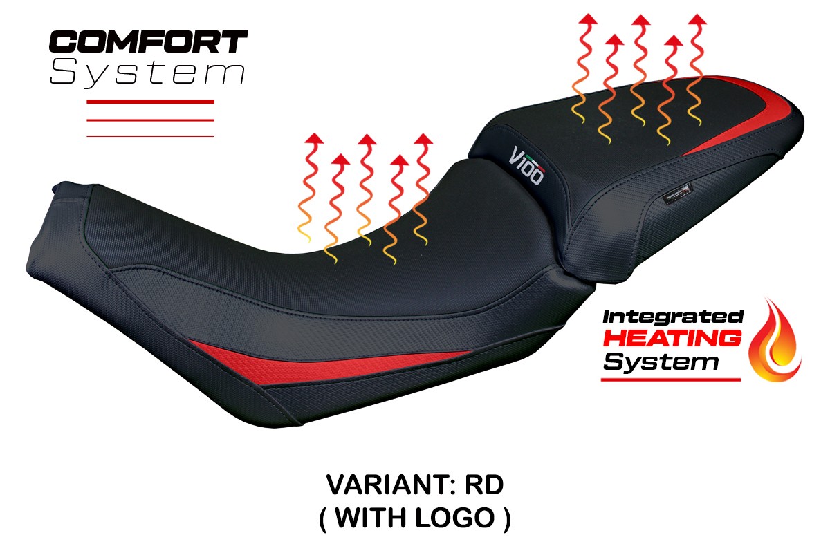 Rivestimento sella riscaldata TPZ Comfort Logo rosso Moto Guzzi V100 Mandello 2022-2025