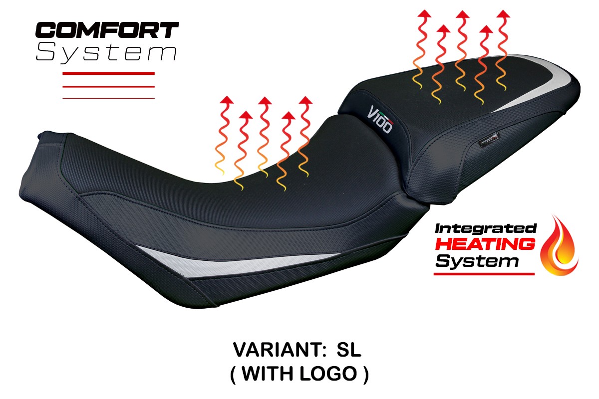 Rivestimento sella riscaldata TPZ Comfort Logo argento Moto Guzzi V100 Mandello 2022-2025