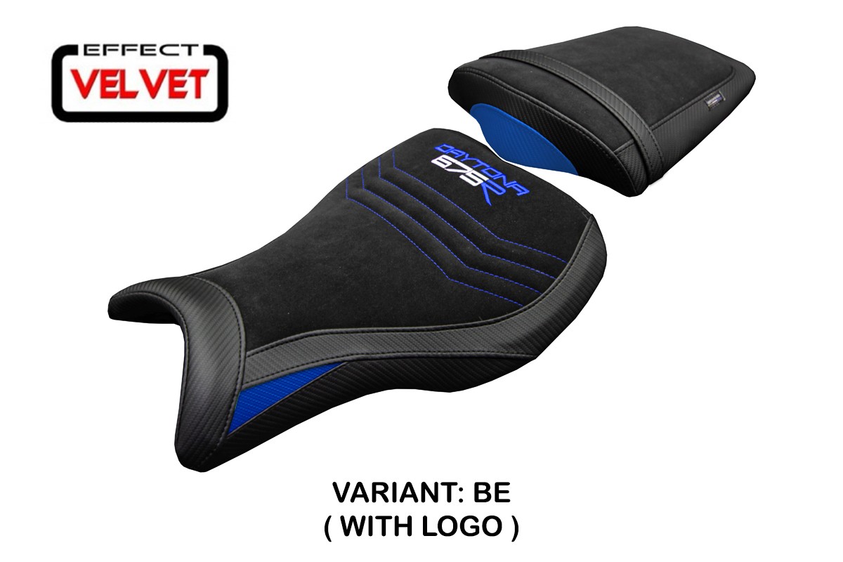 Rivestimento sella TPZ Ripley Velvet Logo blu Triumph Daytona 675R 2006-2012