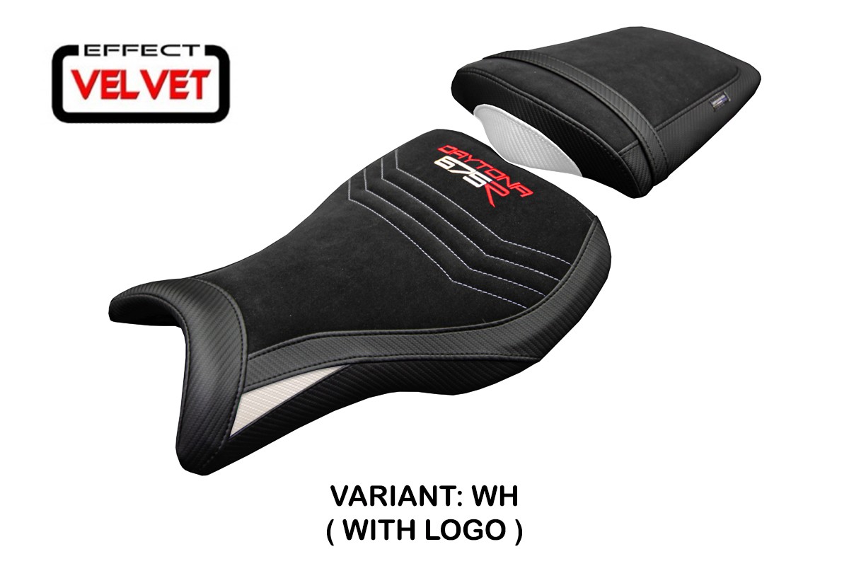 Rivestimento sella TPZ Ripley Velvet Logo bianco Triumph Daytona 675R 2006-2012