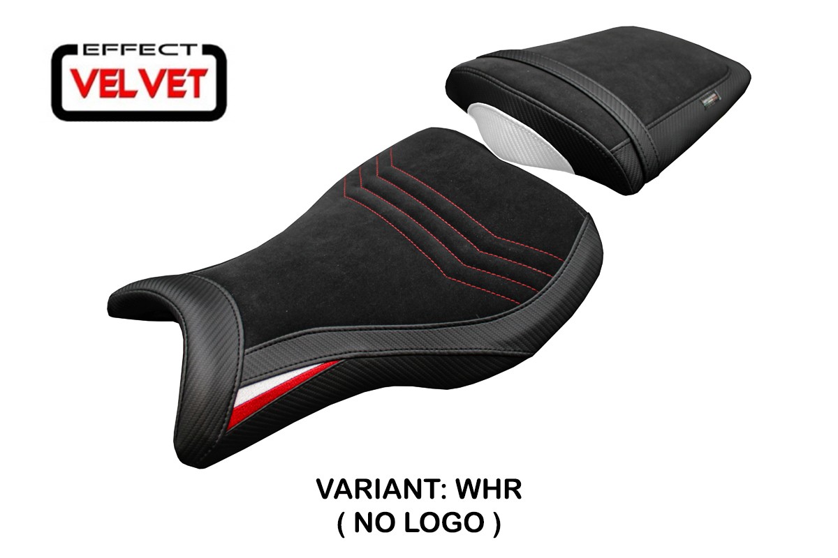 Rivestimento sella TPZ Ripley Velvet bianco-rosso Triumph Daytona 675R 2006-2012