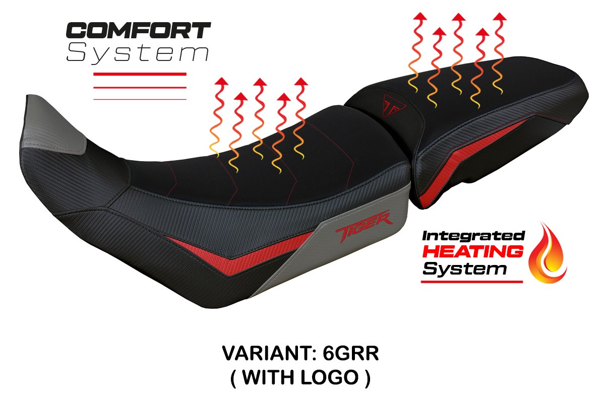 Rivestimento sella riscaldata TPZ Comfort Logo grigio-bianco Triumph Tiger 900 2020-2023