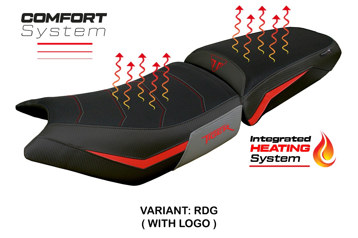 Rivestimento sella riscaldata TPZ Comfort Logo rosso-grigio Triumph Tiger 900 2024-2025