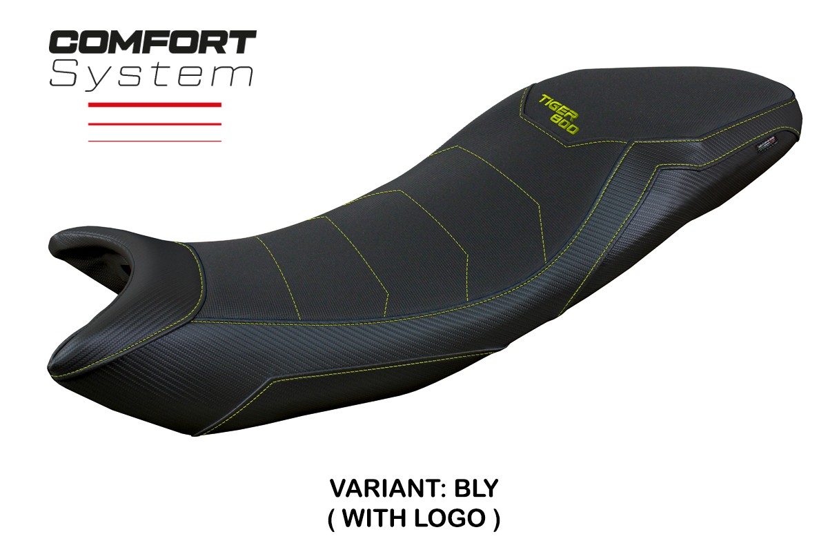 Rivestimento sella TPZ Titty Comfort Logo nero-giallo fluo Triumph Tiger Sport 800 2025