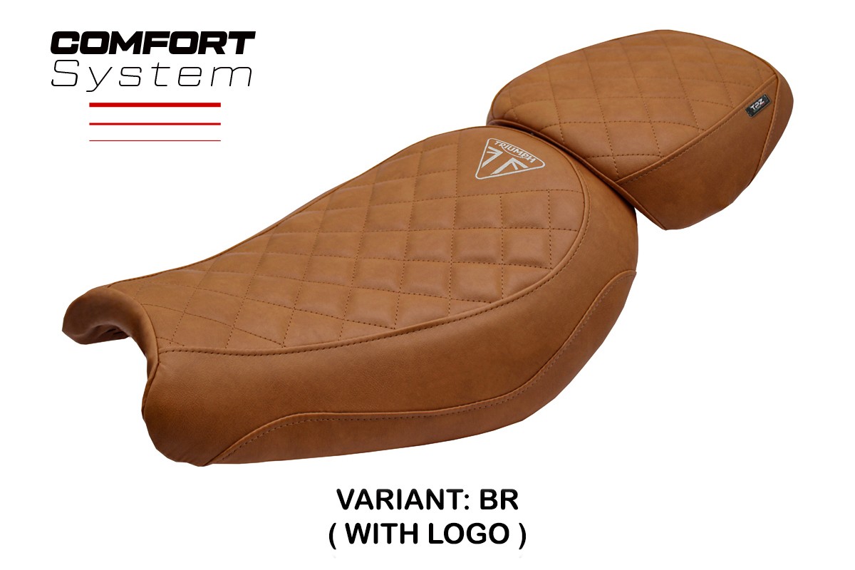 Rivestimento sella TPZ Xinyi Comfort Logo marrone Triumph Scrambler 400X/XC 2024-2025