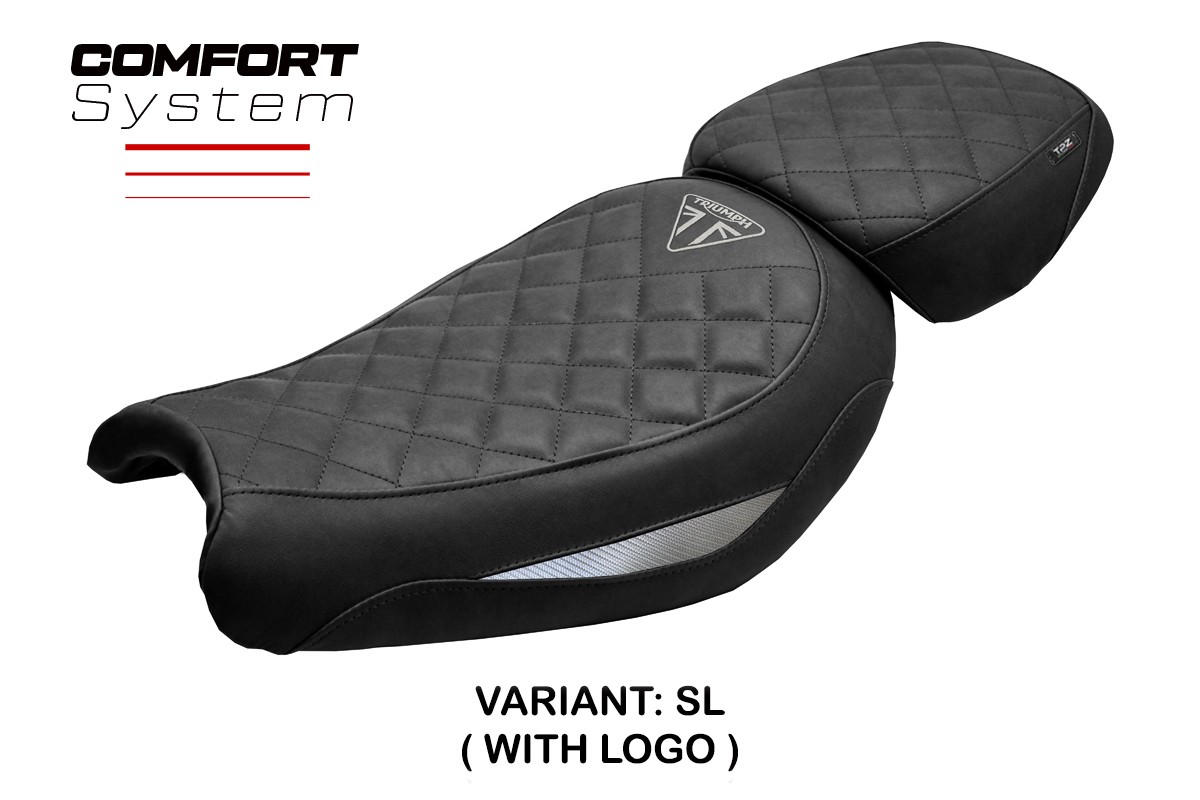 Rivestimento sella TPZ Xinyi Comfort Logo argento Triumph Scrambler 400X/XC 2024-2025