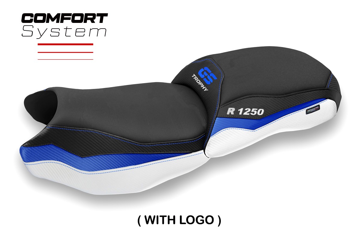 TPZ Adalia Comfort blue-white Saddle covering Logo BMW R1250GS 2019-2023