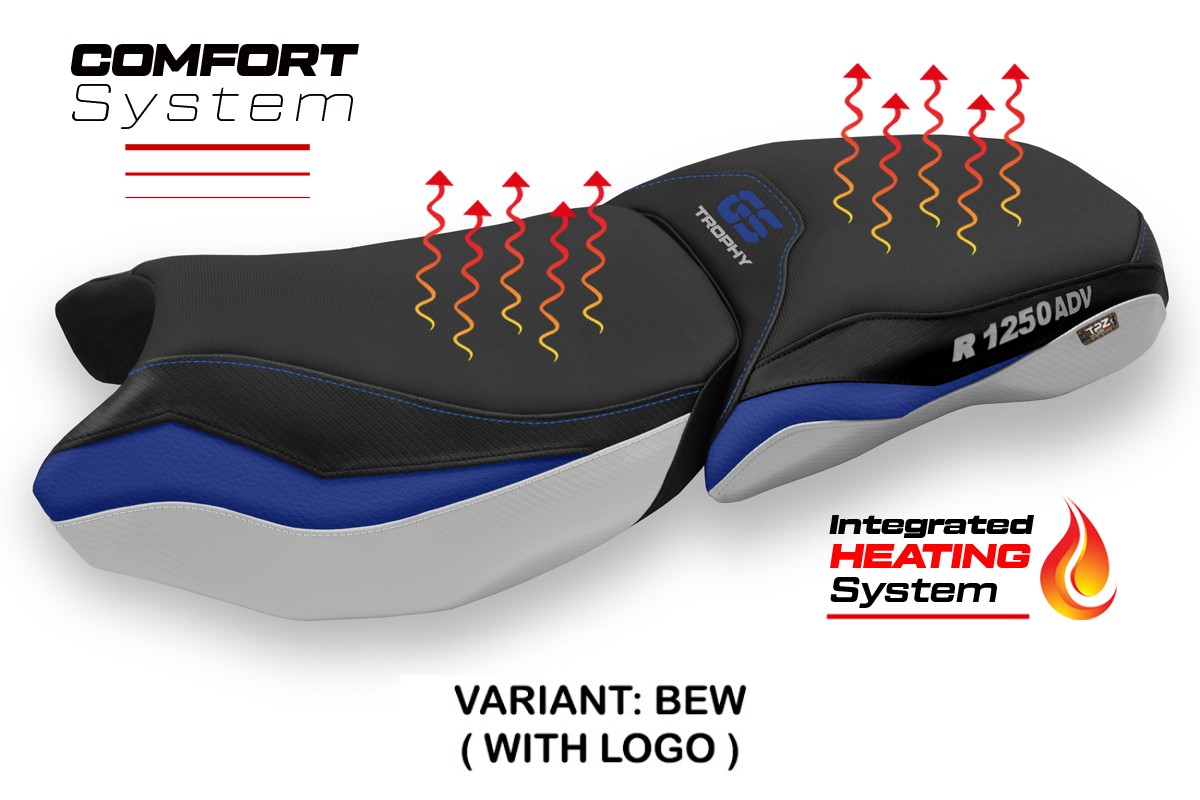 Rivestimento sella riscaldata TPZ Comfort Logo blu-bianco BMW R1250GS Adventure 2019-2024