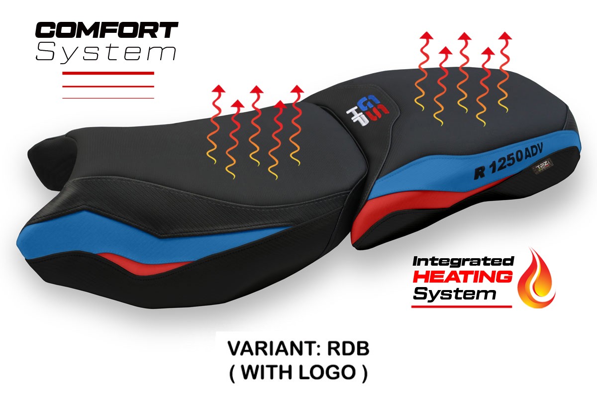 Rivestimento sella riscaldata TPZ Comfort Logo rosso-blu BMW R1250GS Adventure 2019-2024