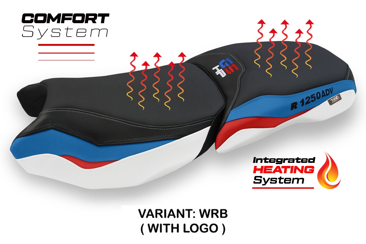 Rivestimento sella riscaldata TPZ Comfort Logo bianco-rosso-blu BMW R1250GS Adventure 2019-2024