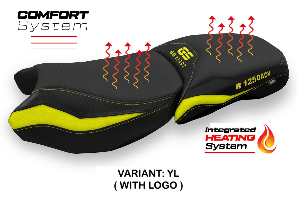 Rivestimento sella riscaldata TPZ Comfort Logo giallo BMW R1250GS Adventure 2019-2024