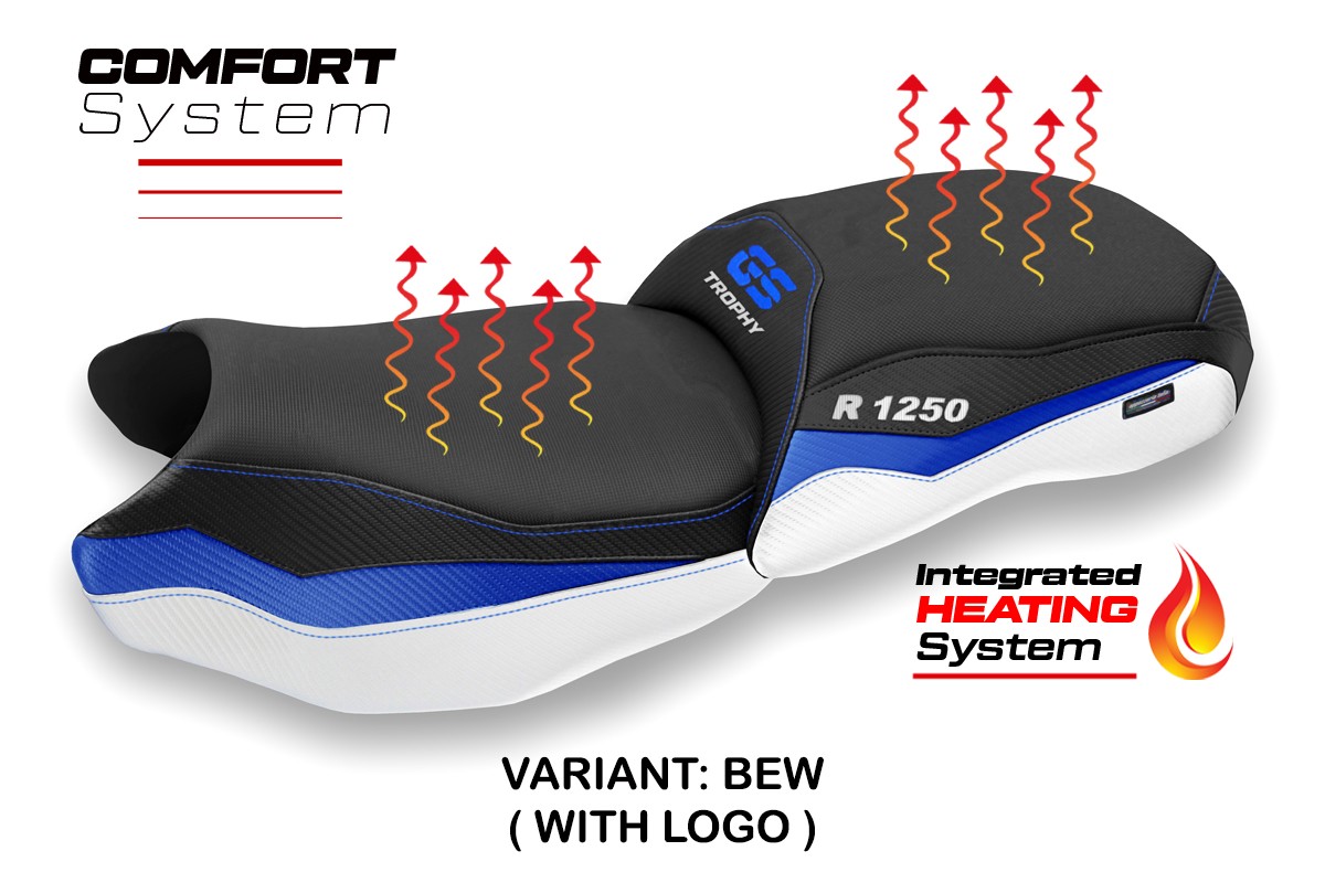 Rivestimento sella riscaldata TPZ Comfort Logo blu-bianco BMW R1250GS 2019-2023