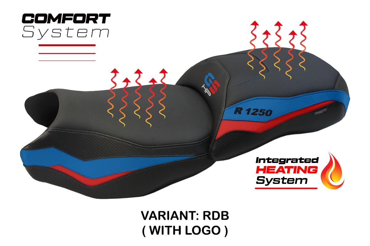 Rivestimento sella riscaldata TPZ Comfort Logo rosso-blu BMW R1250GS 2019-2023