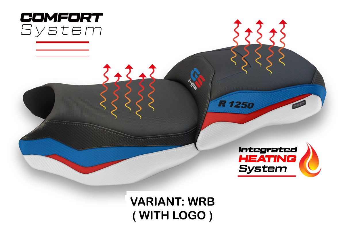 Rivestimento sella riscaldata TPZ Comfort Logo bianco-rosso-blu BMW R1250GS 2019-2023