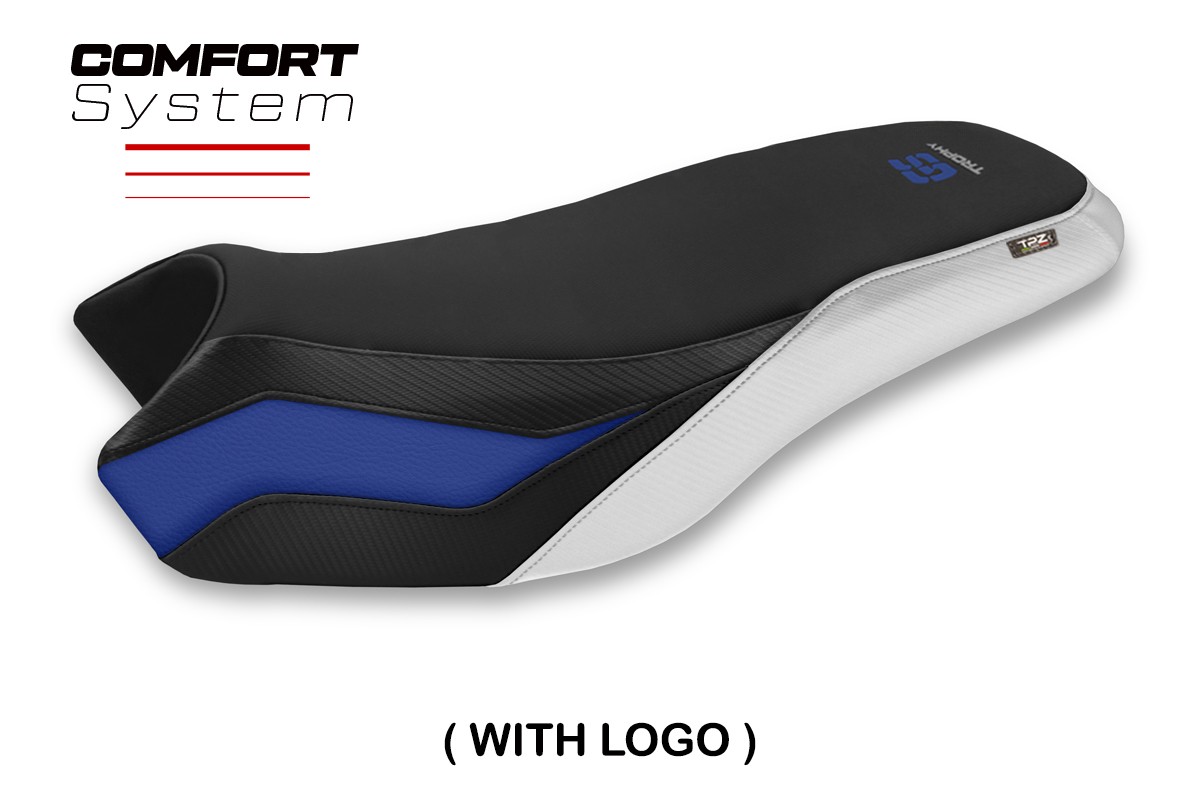 Rivestimento sella TPZ Sa Dao Comfort Logo blu-bianco BMW R1200/1250GS Rallye 2017-2024