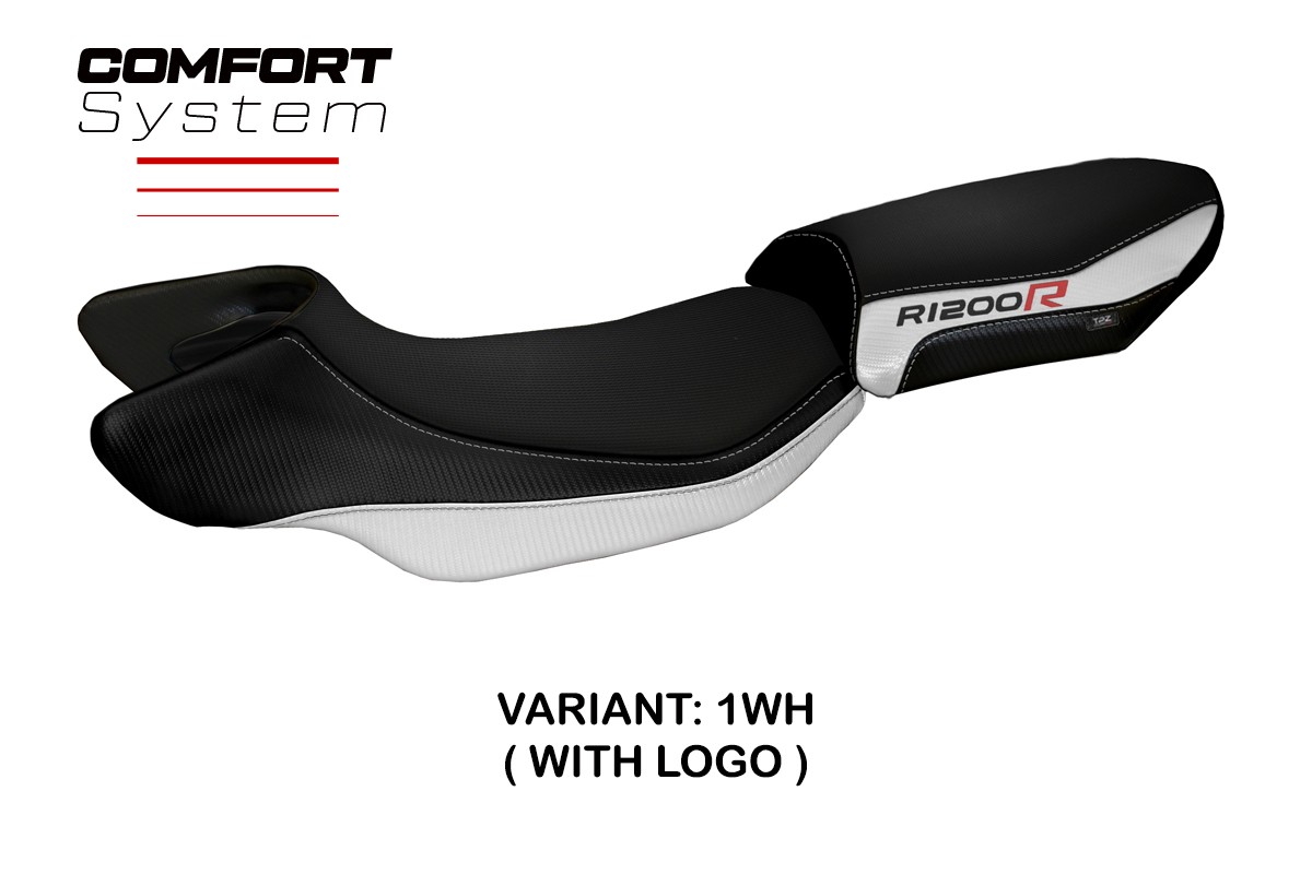 TPZ Aurelia Color Comfort white Saddle covering Logo BMW R1200R 2015-2018