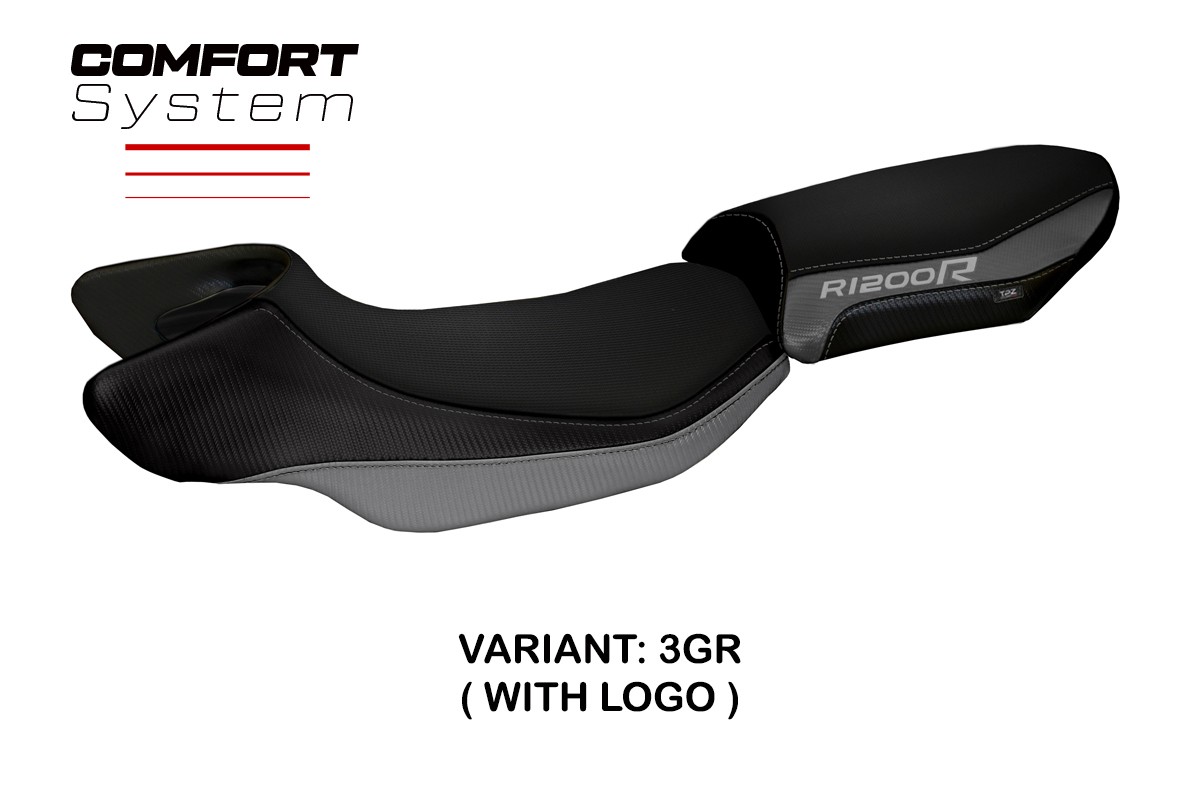 TPZ Aurelia Color Comfort grey Saddle covering Logo BMW R1200R 2015-2018