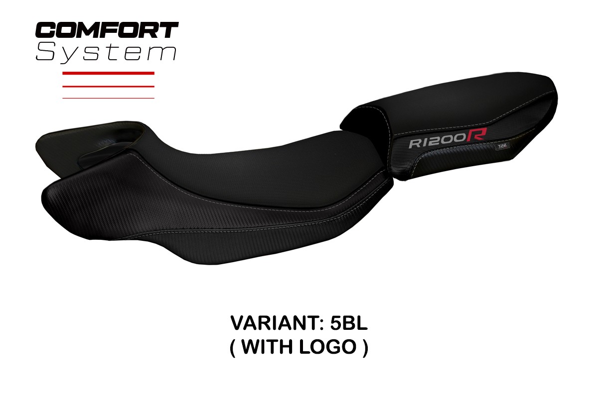 TPZ Aurelia Color Comfort black Saddle covering Logo BMW R1200R 2015-2018