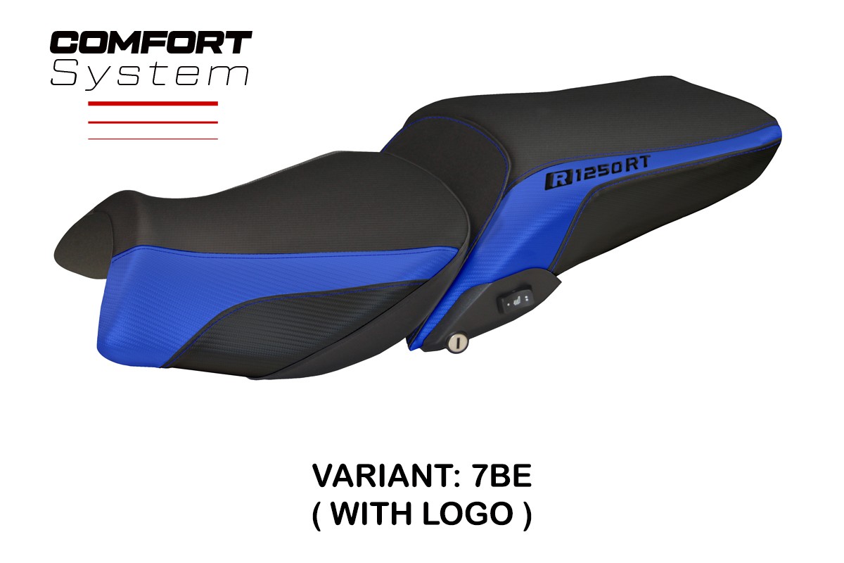 TPZ Alghero 1 Comfort blue Saddle covering Logo BMW R1250RT 2019-2025
