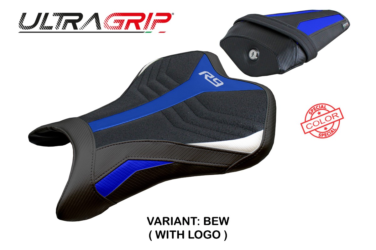Rivestimento sella TPZ Lida Ultragrip Logo blu-bianco Yamaha R9 2025