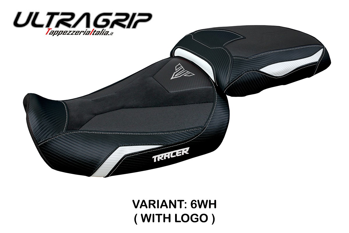 TPZ Gadir Ultragrip white Saddle covering Logo Yamaha Tracer 9/GT 2021-2024