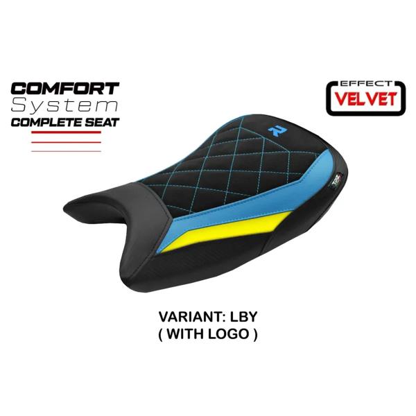 TPZ Bexley Velvet Comfort Yellow-Blue Saddle Logo BMW S1000R 2021-2026