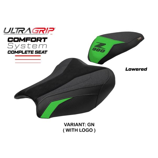 TPZ Liaka Low Ultragrip Comfort green Saddle Logo Kawasaki Z900 2017-2024