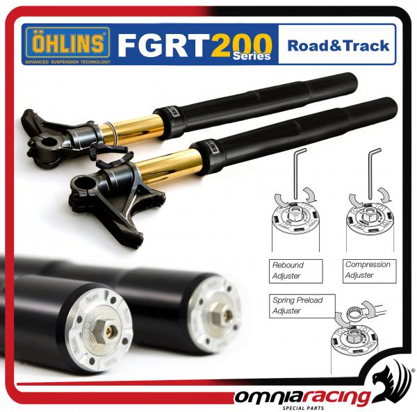 Ohlins FGRT200 Forcella Regolabile R&T Nero con Cartuccie 43 Nix per Ducati Diavel 2011 11>14>