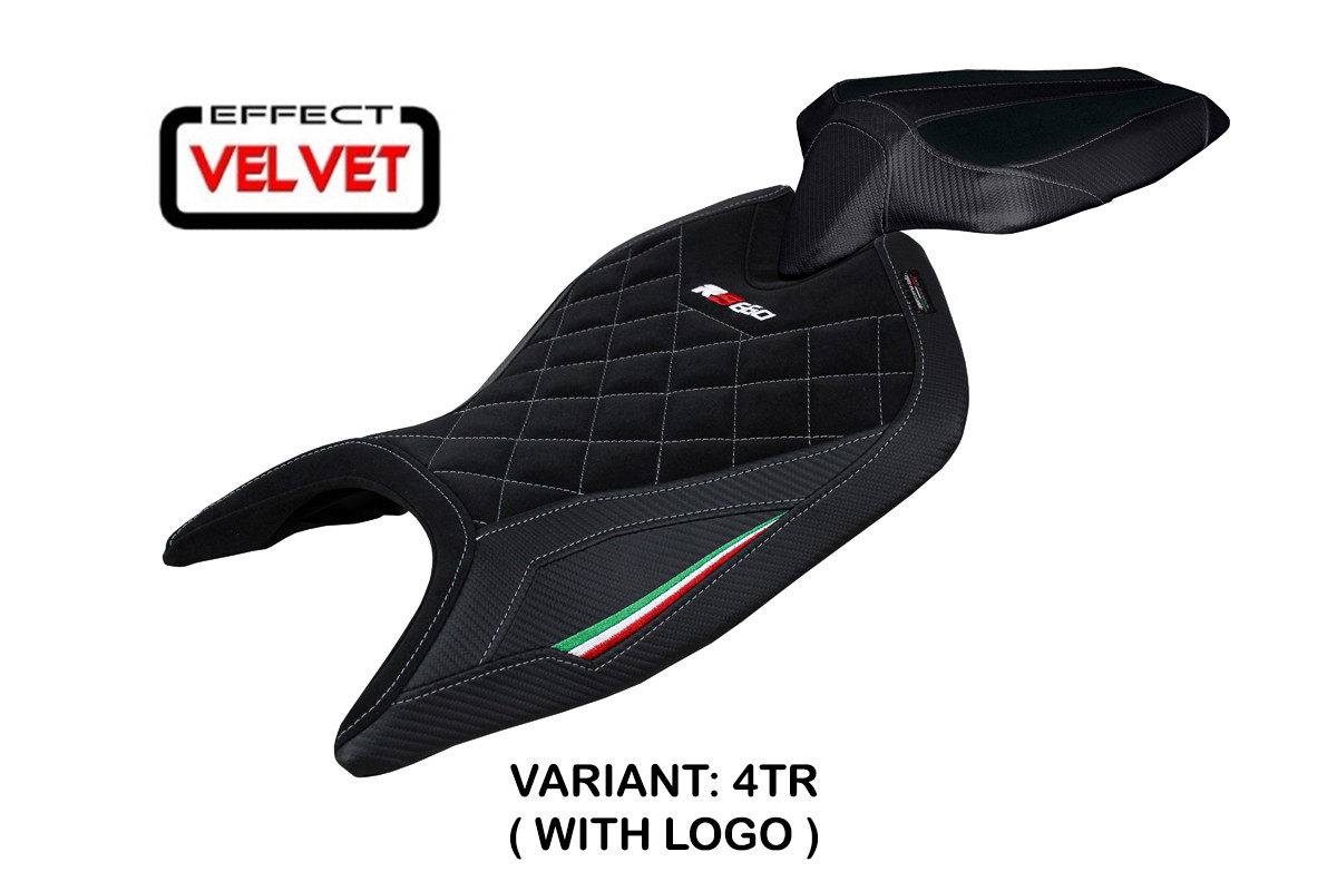 TPZ Mamba Velvet tricolor Saddle covering Logo Aprilia RS660 2021-2025