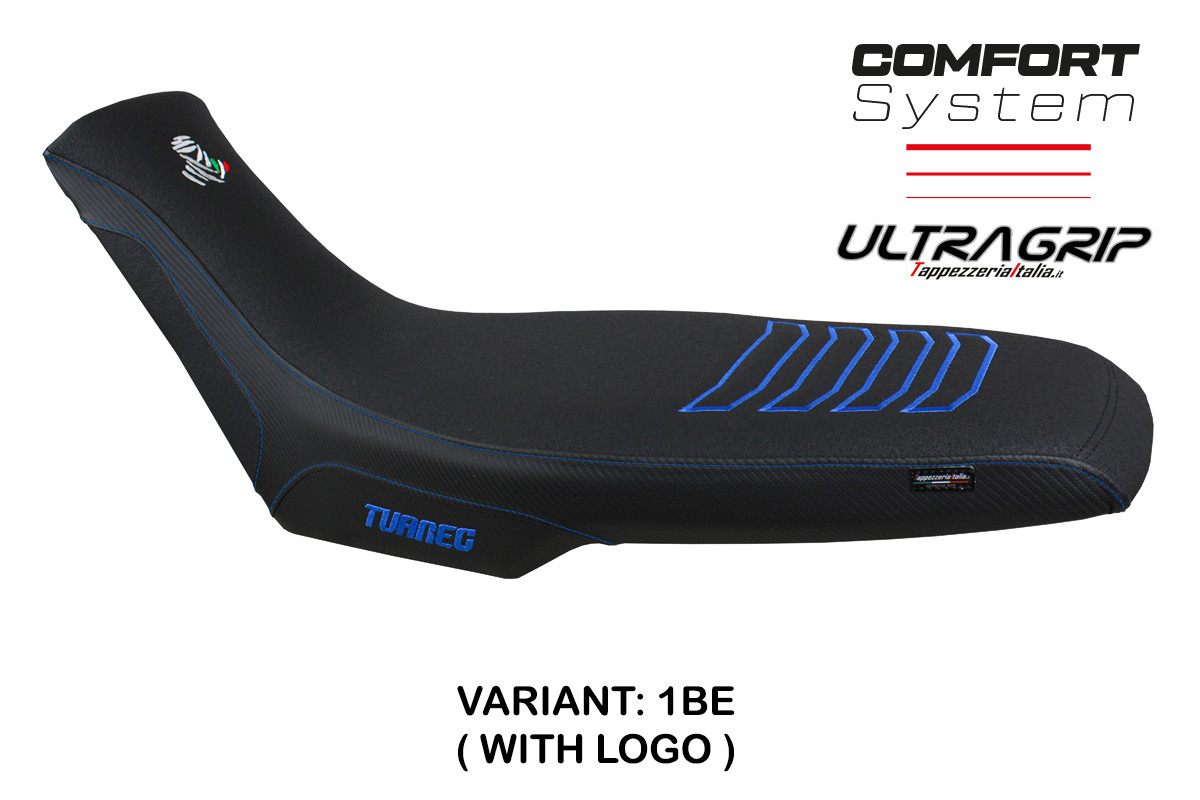 TPZ Boras Comfort blue Saddle covering Logo Aprilia Tuareg 660 2021-2025