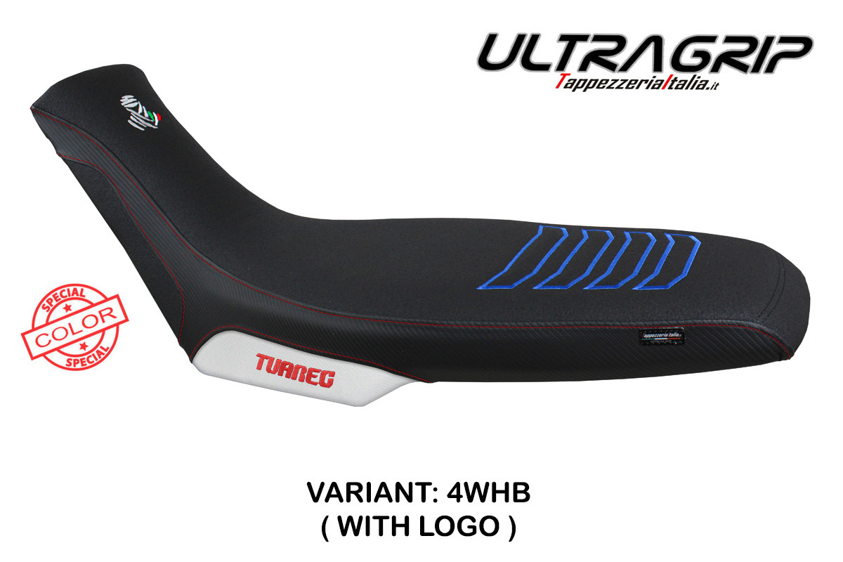 TPZ Boras Ultragrip Special white-blue Saddle covering Logo Aprilia Tuareg 660 2021-2025