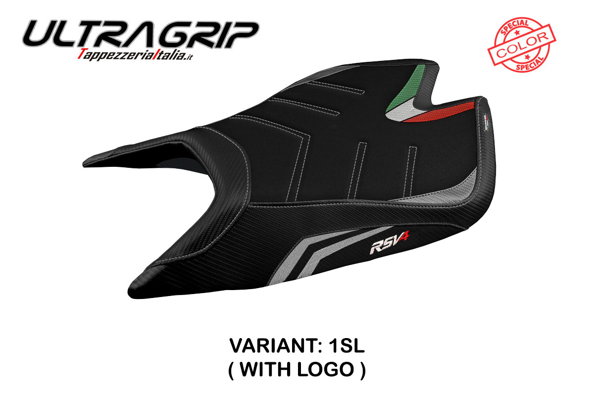 Rivestimento sella TPZ Leon Ultragrip Logo Special argento Aprilia RSV4 2021-2025