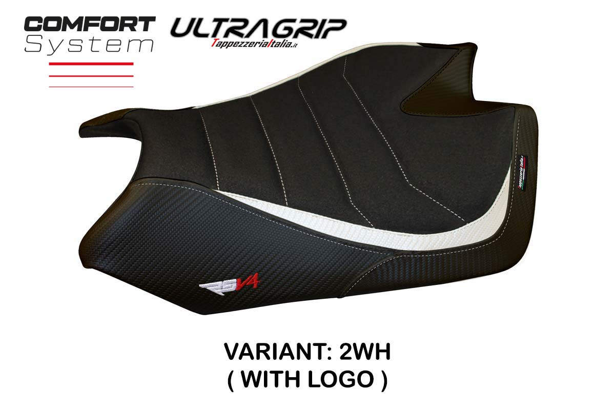 TPZ Barrie Comfort Ultragrip white Saddle covering Logo Aprilia RSV4 2009-2020