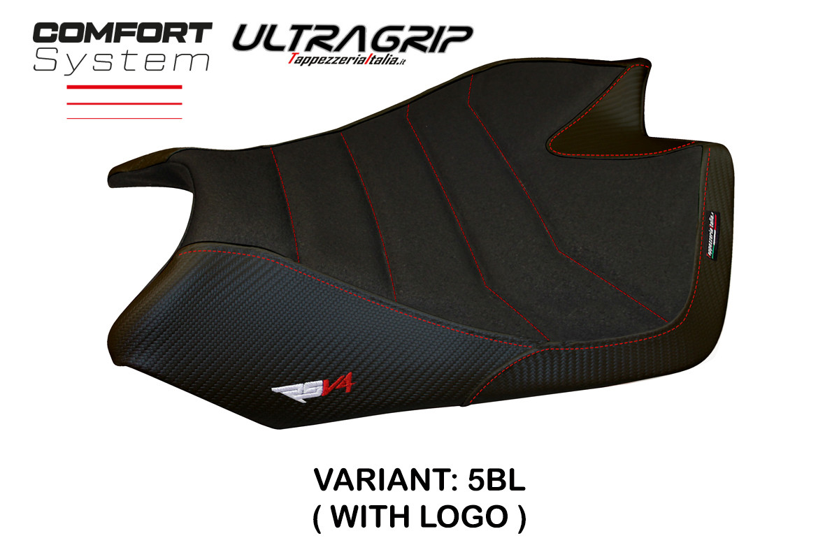 TPZ Barrie Comfort Ultragrip black Saddle covering Logo Aprilia RSV4 2009-2020