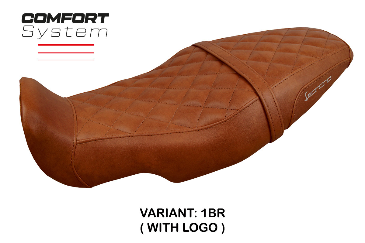TPZ Camberra Comfort brown Saddle covering Logo Benelli Leoncino 800 2022-2025
