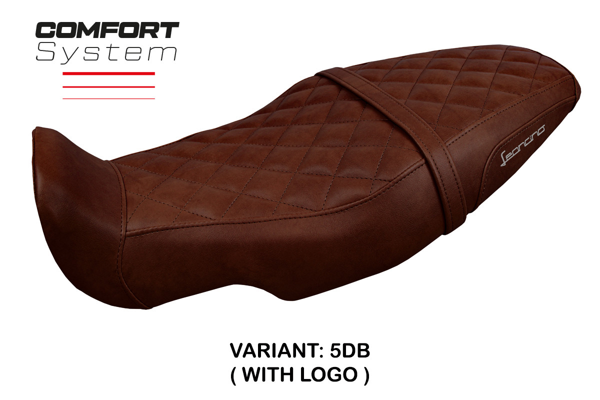 TPZ Camberra Comfort dark brown Saddle covering Logo Benelli Leoncino 800 2022-2025