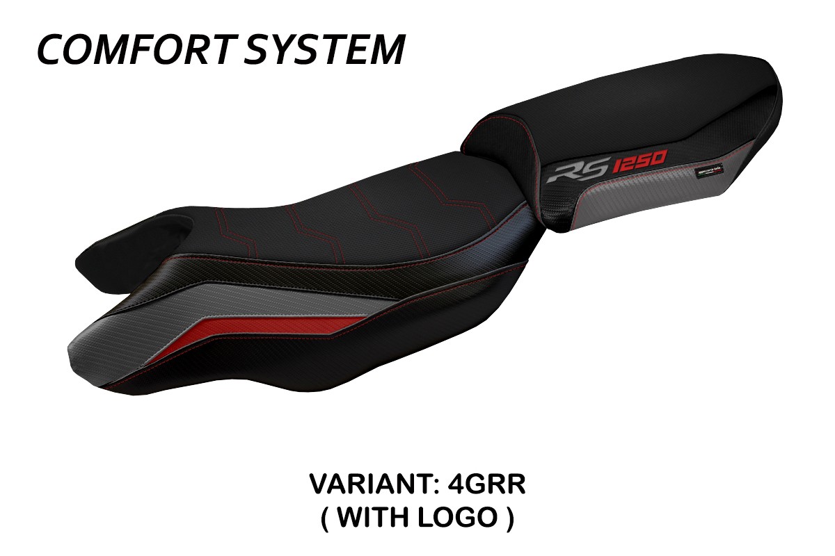 TPZ Blanco Comfort grey-red Saddle covering Logo BMW R1250RS 2020-2024