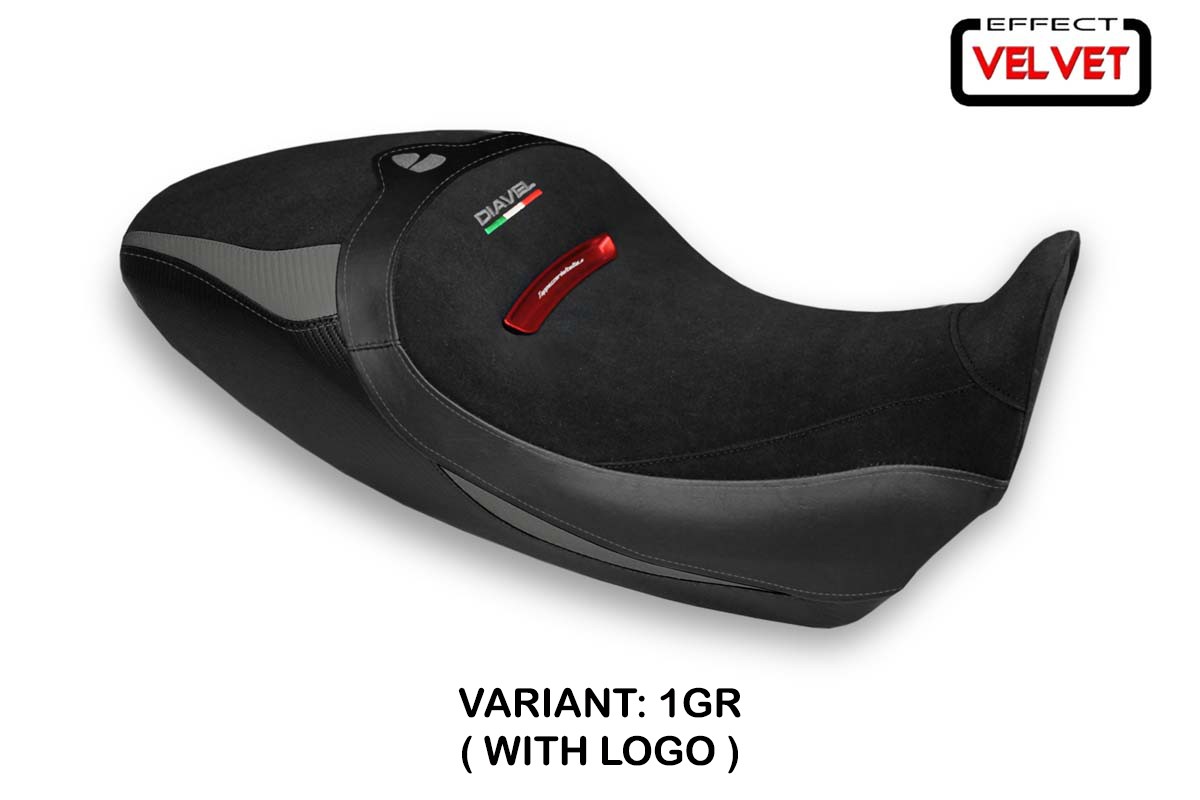 TPZ Braila 1 Velvet grey Saddle covering Logo Ducati Diavel 1260S 2019-2022