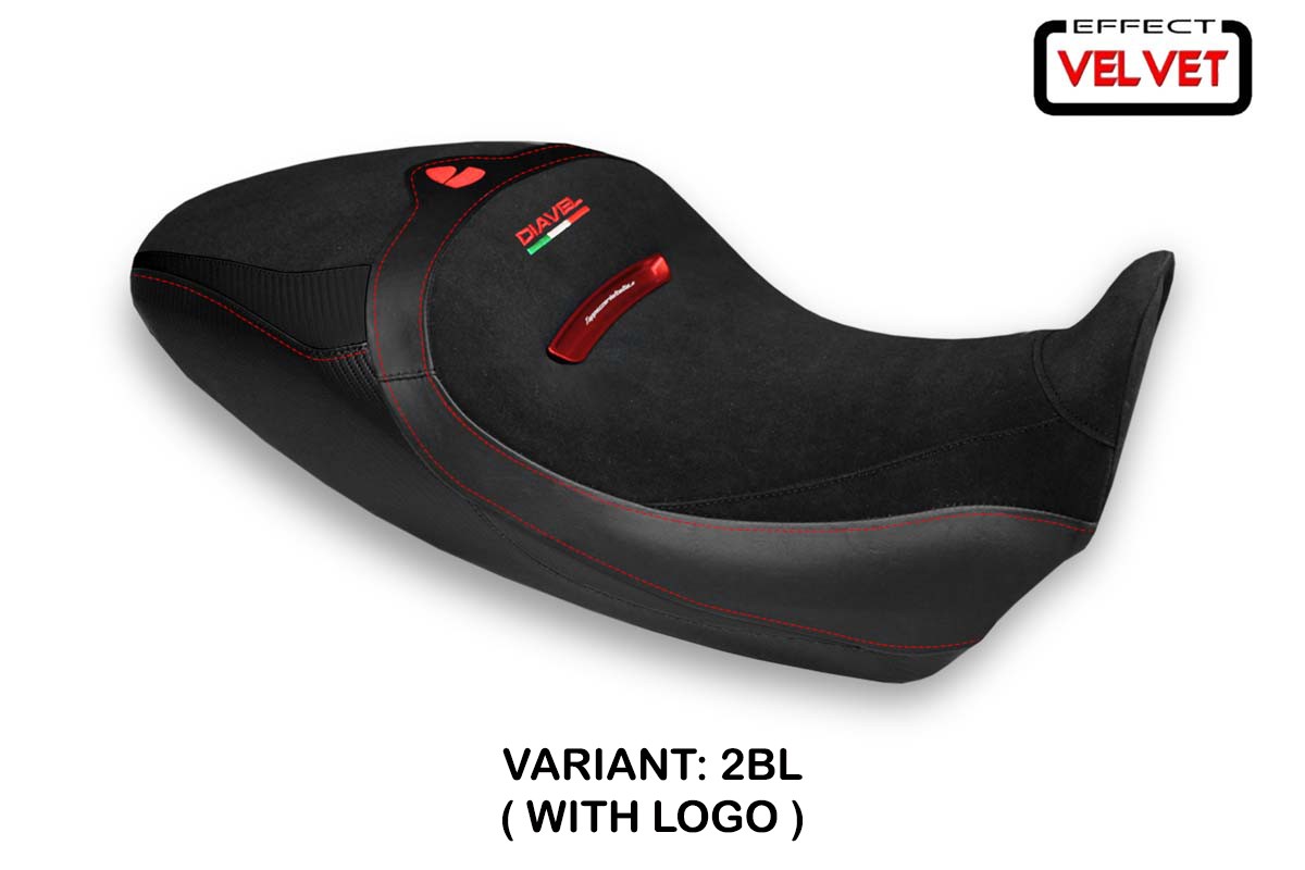 TPZ Braila 1 Velvet black Saddle covering Logo Ducati Diavel 1260S 2019-2022