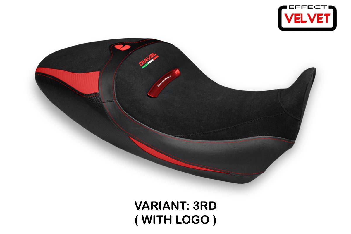 TPZ Braila 1 Velvet red Saddle covering Logo Ducati Diavel 1260S 2019-2022