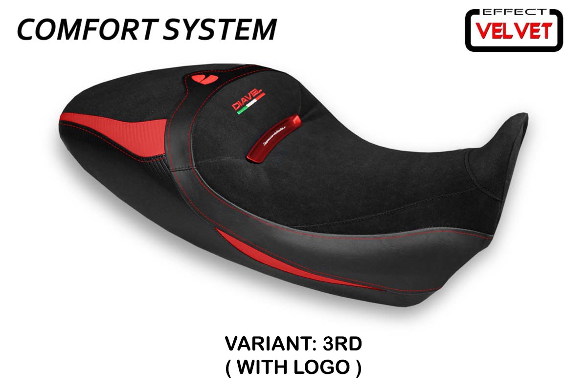 Rivestimento sella TPZ Costanza 1 Velvet Comfort Logo rosso Ducati Diavel 1260S 2019-2022