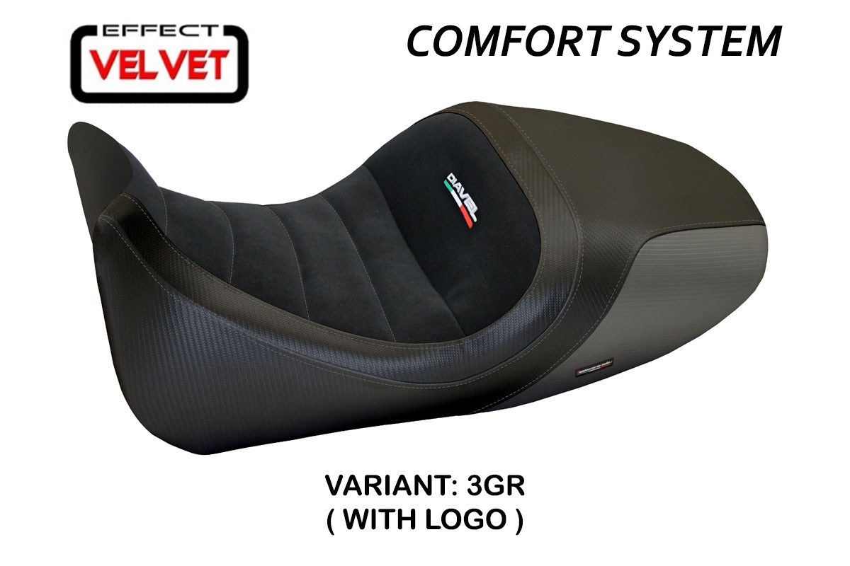 Rivestimento sella TPZ Imola 1 Velvet Comfort Logo grigio Ducati Diavel 2014-2018