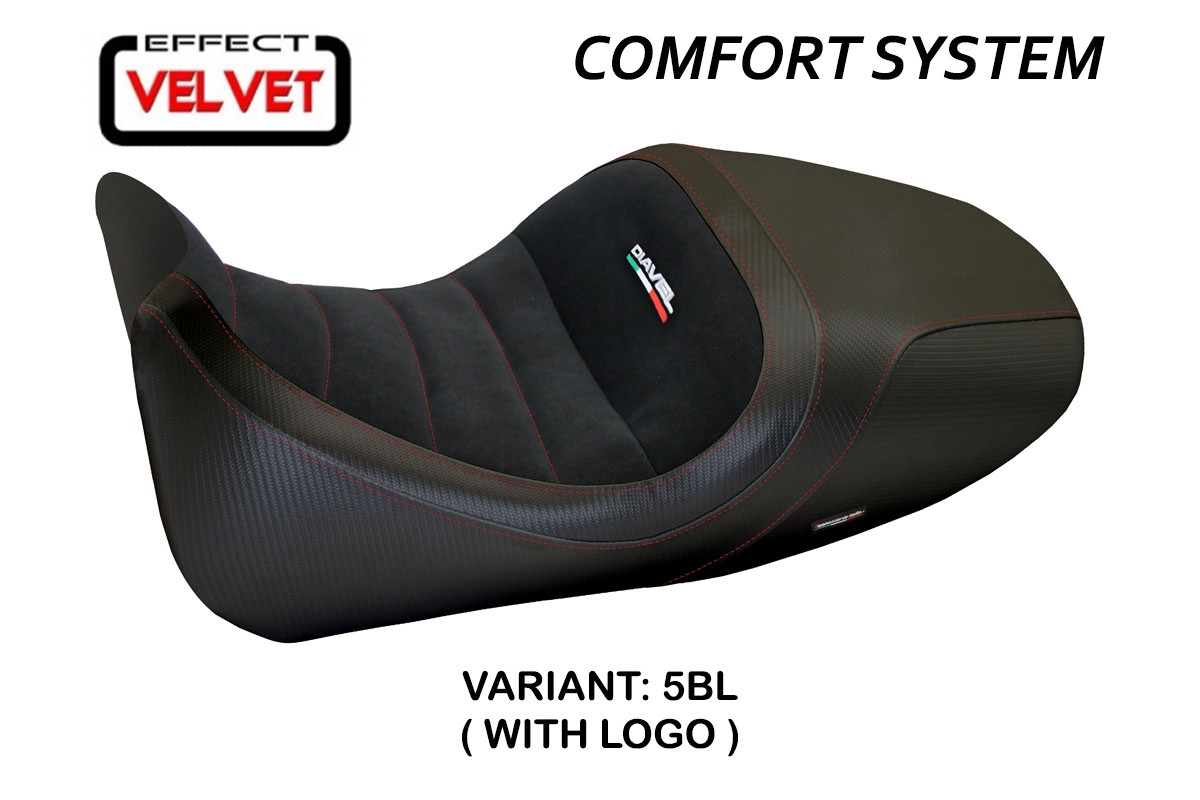 Rivestimento sella TPZ Imola 1 Velvet Comfort Logo nero Ducati Diavel 2014-2018