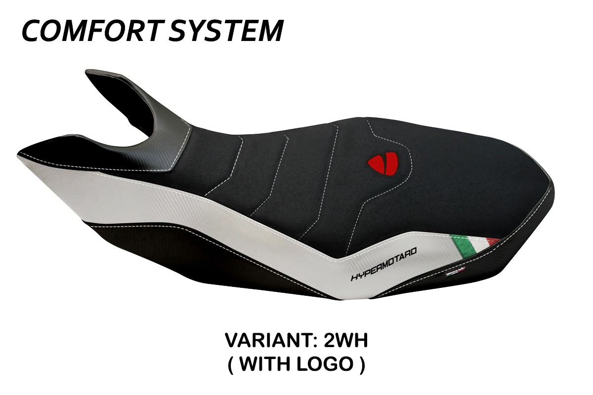 Rivestimento sella TPZ Medea 2 Comfort Logo bianco Ducati Hypermotard 796/1100/1100 EVO 2007-2012